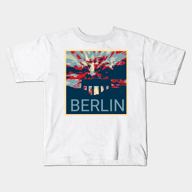 Berlin in Shepard Fairey style design Kids T-Shirt by Montanescu